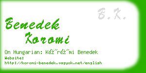 benedek koromi business card